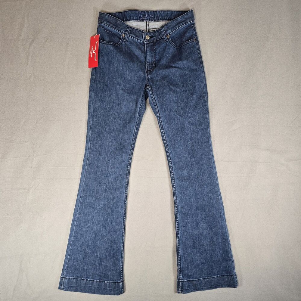 NWT Kimes Ranch Jeans Womens 6/32 Lola Flare Mid Rise Dark Indigo Blue USA